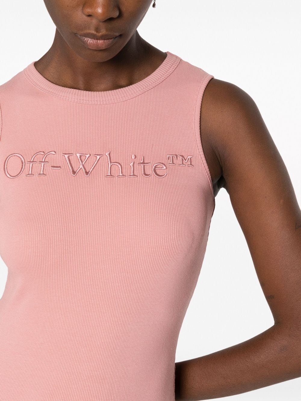 logo-embroidered ribbed minidress - 5