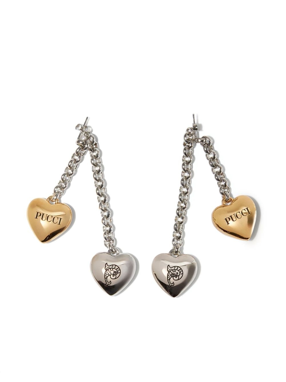 heart-charm drop earrings - 1