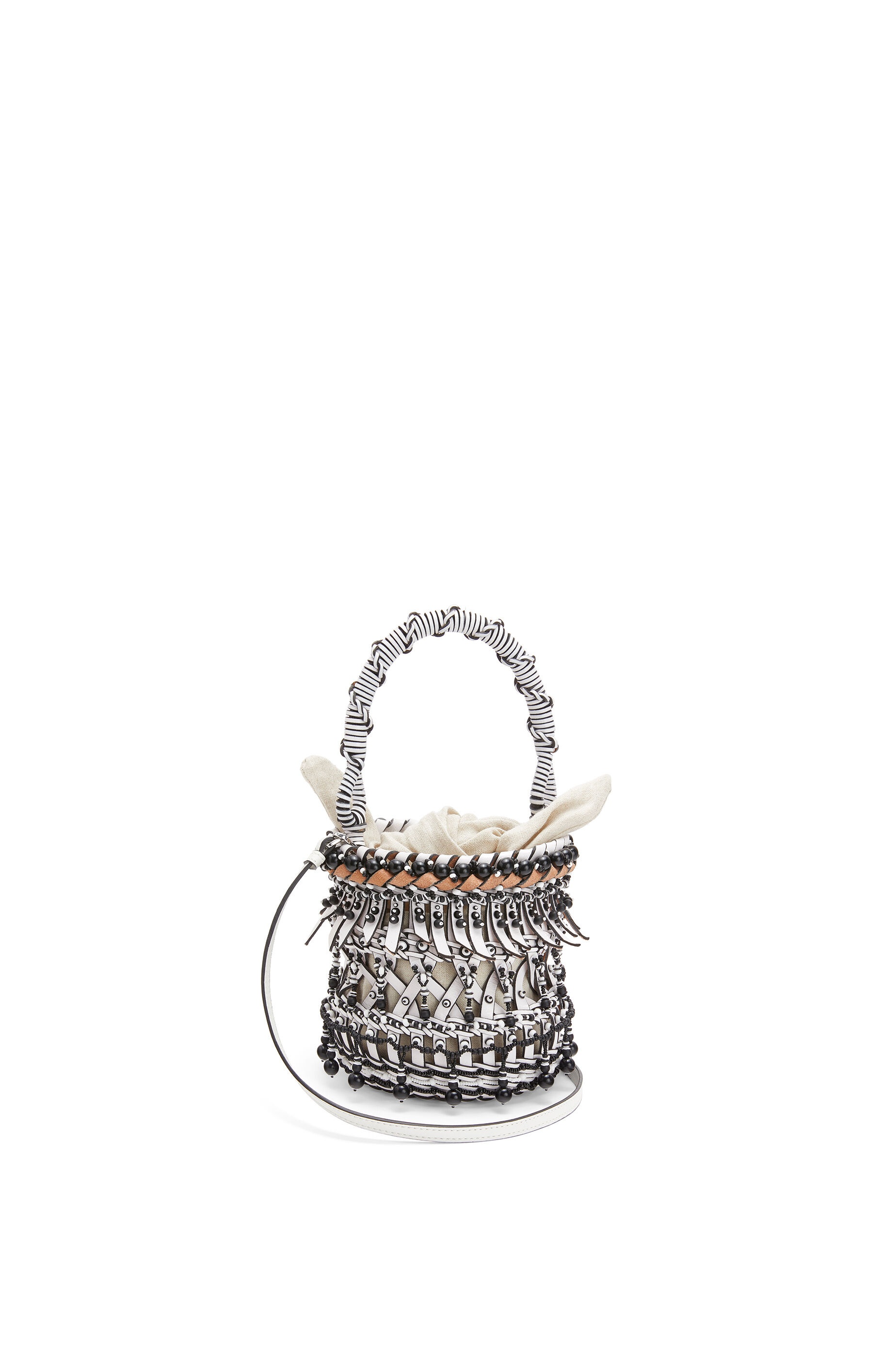 Small beaded Bucket fringes bag in calfskin - 1