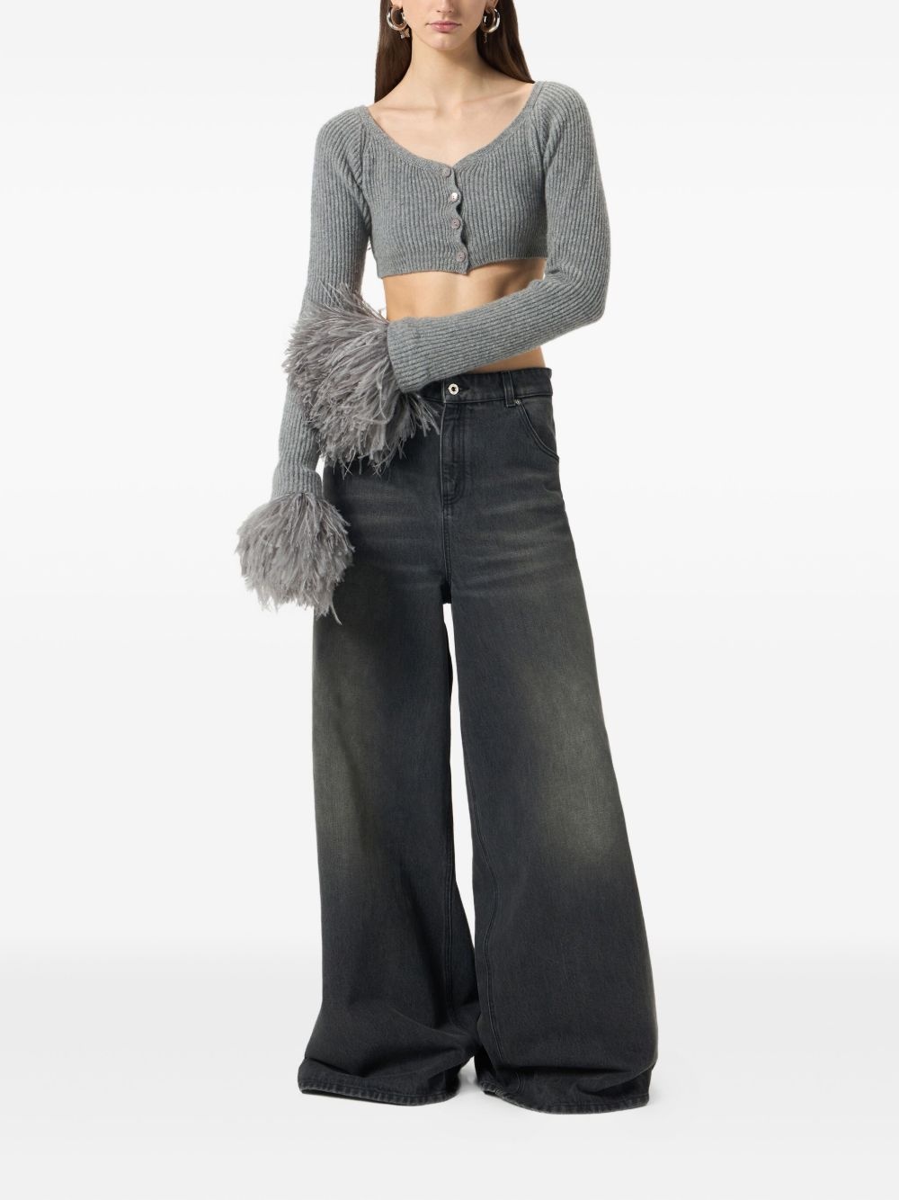 whiskering-effect jeans - 2