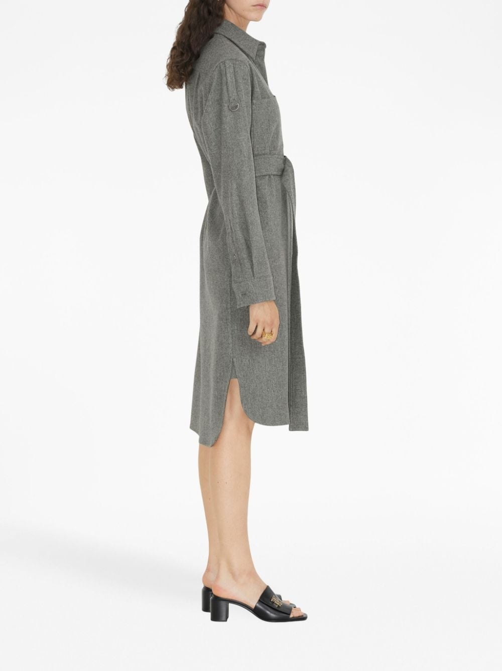 logo-embroidered shirt dress - 3