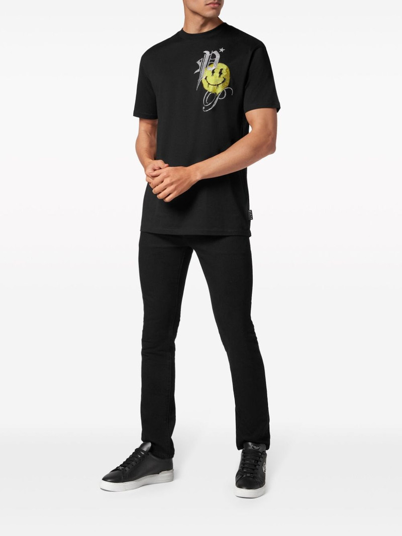PHILIPP PLEIN rhinestone-logo cotton T-shirt outlook