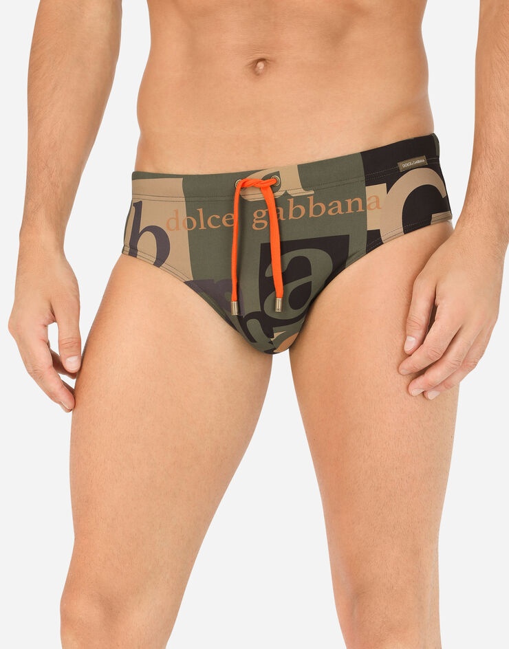 Swim briefs with all-over logo print - 4