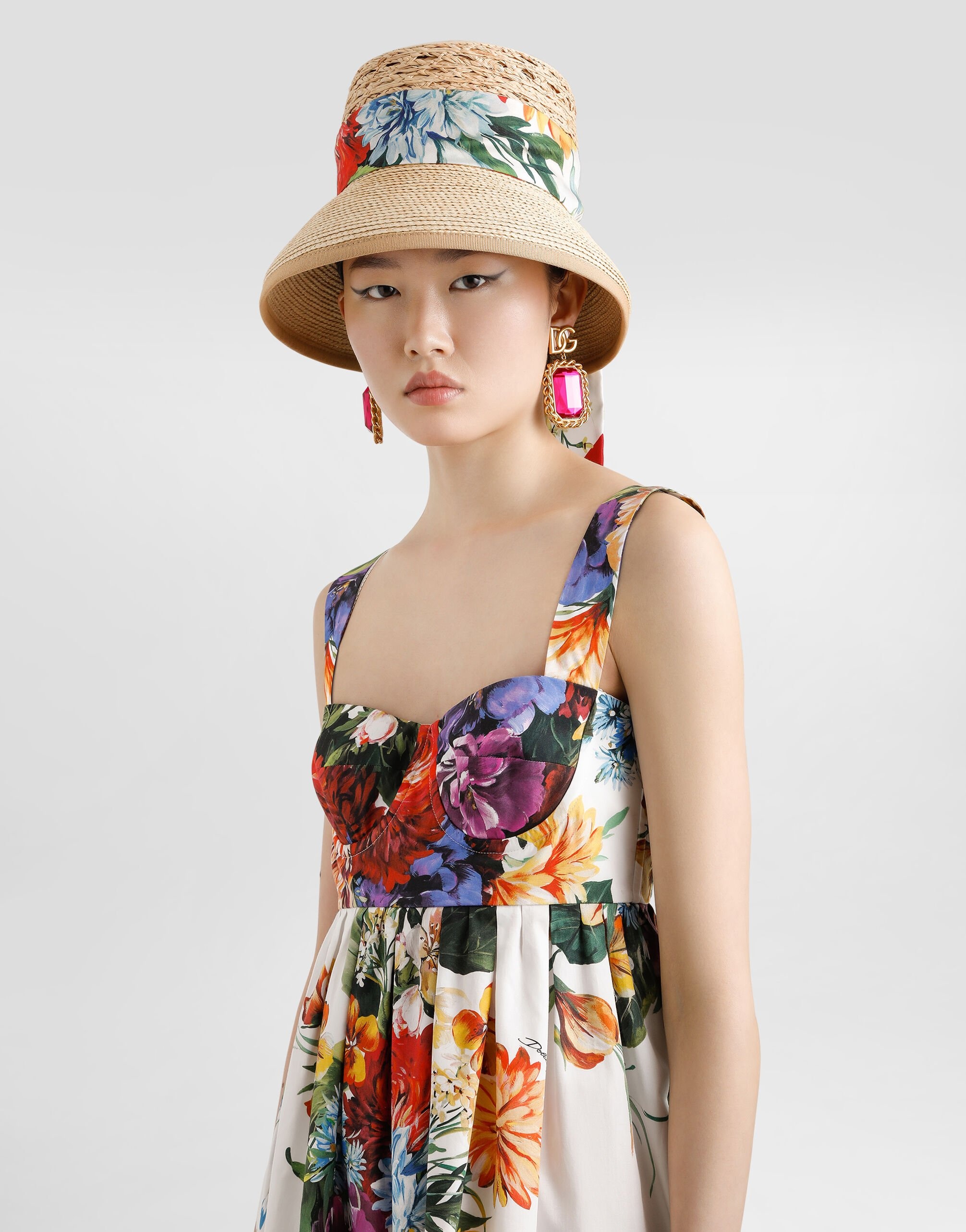 Flower bouquet-print poplin dress - 4