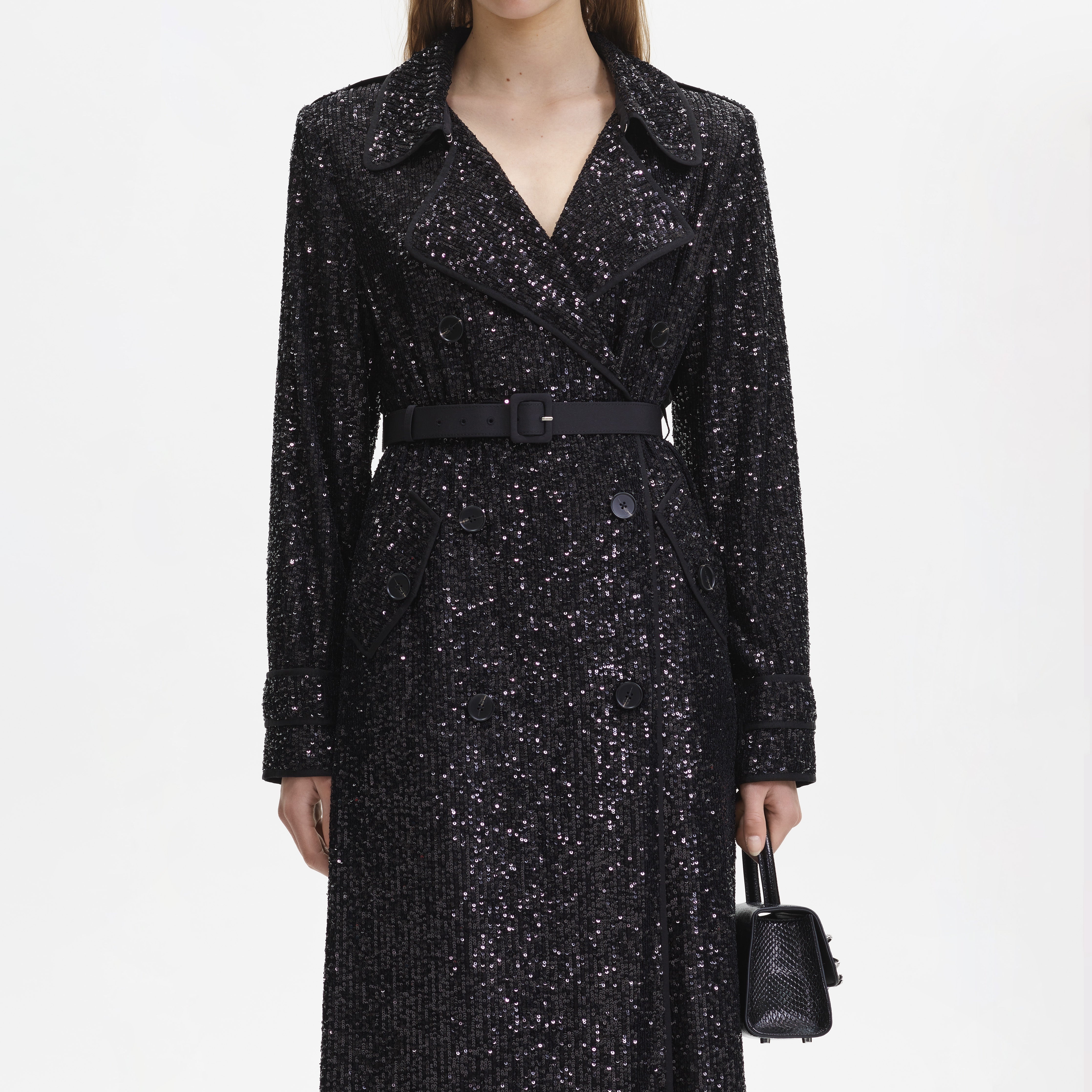 Black Sequin Coat - 4