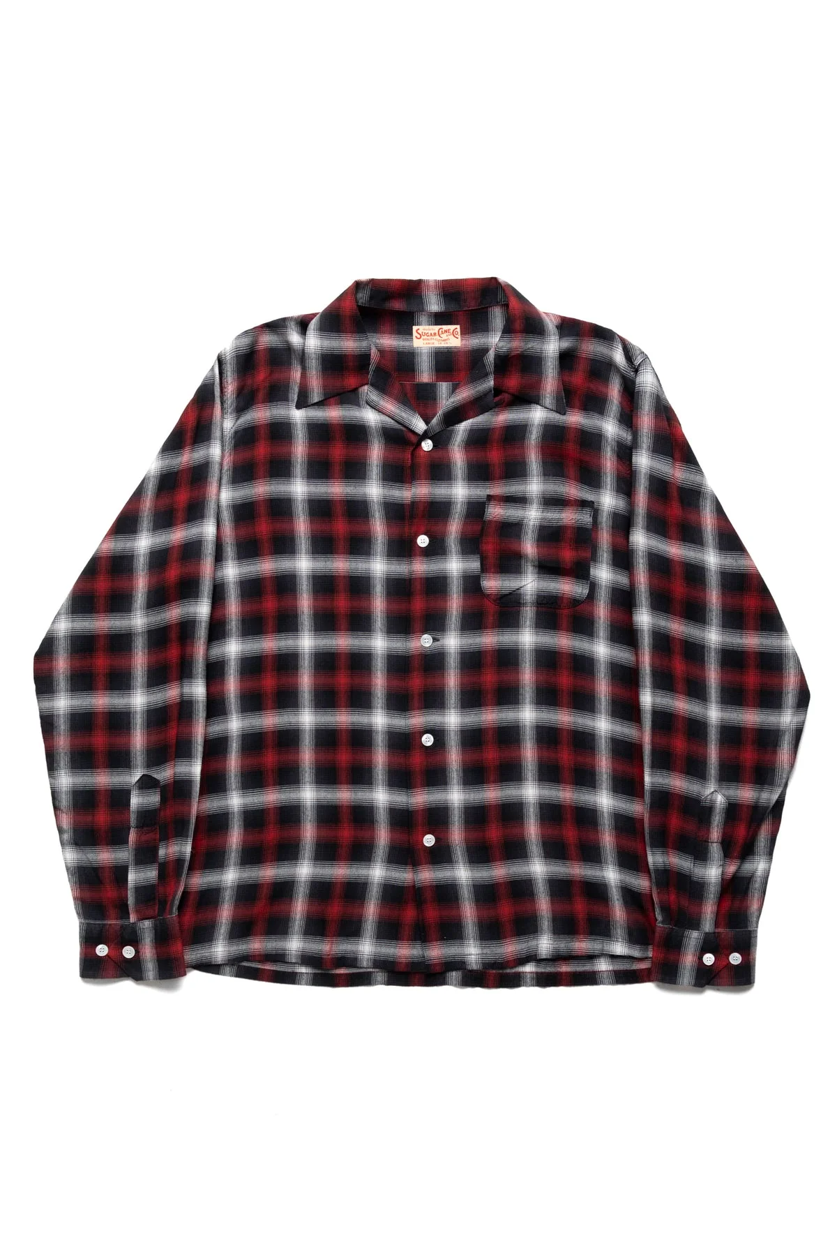 Rayon Ombre Check L/S Open Shirt - Red - 1