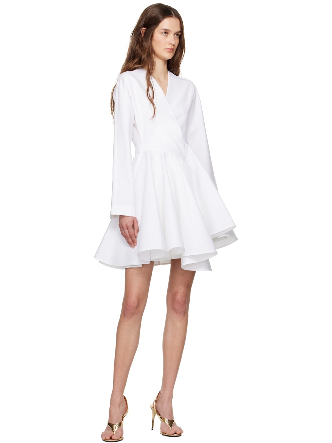 White Cotton Poplin Minidress - 4