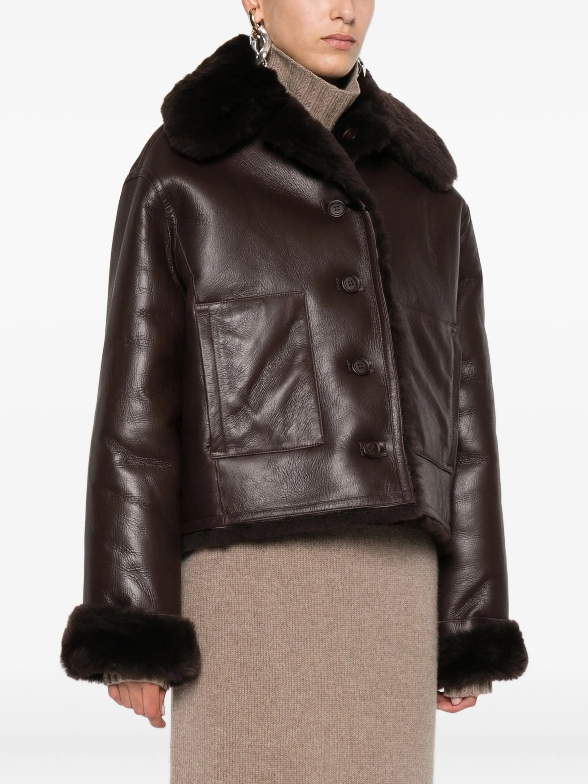 David Koma Fur-trimmed Leather Jacket - 6