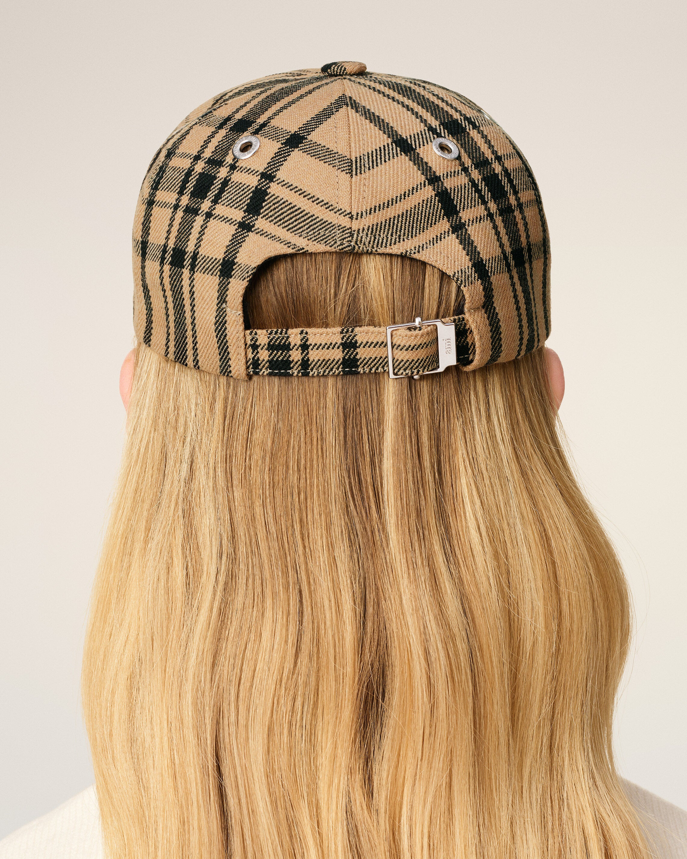BROWN WOOL CHECKED PATCH CAP - 6