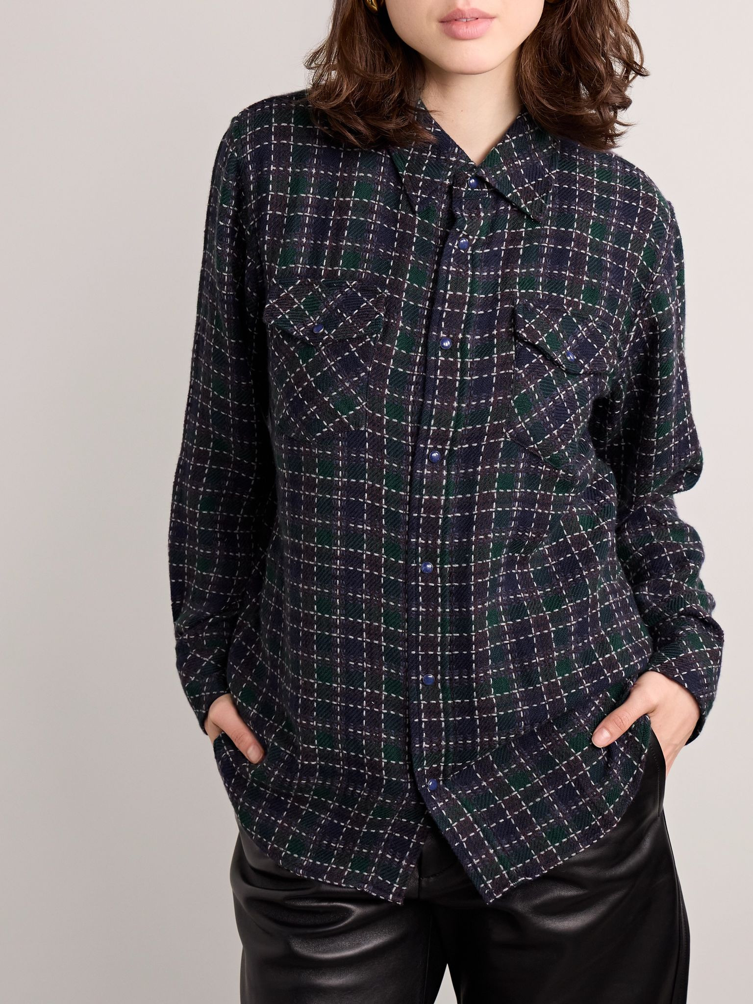Checked cashmere shirt Multi - 3