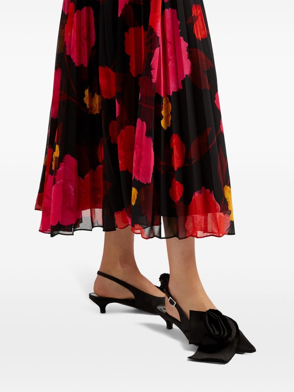 floral-print pleated midi skirt - 5