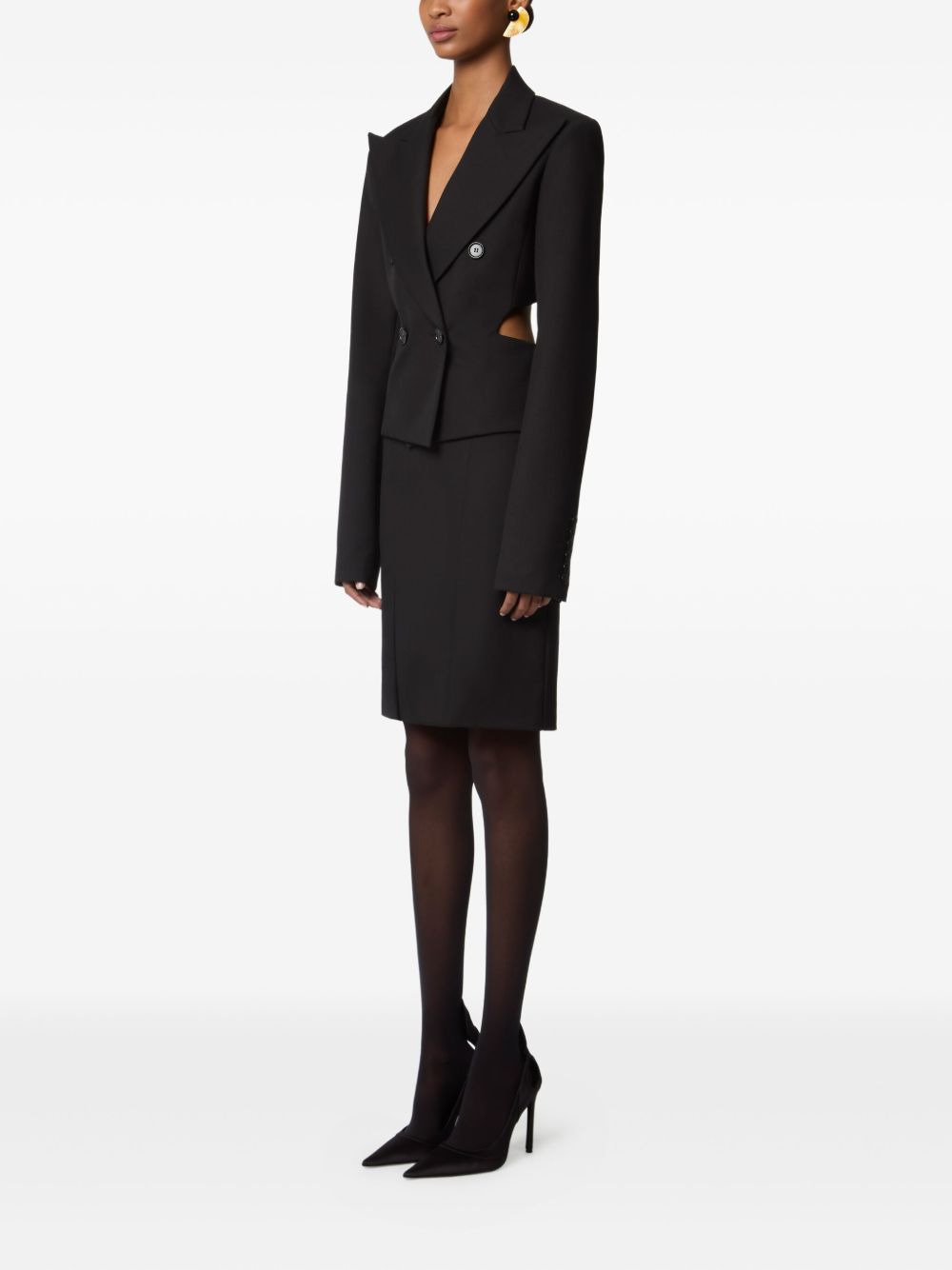slit wool mini skirt - 3