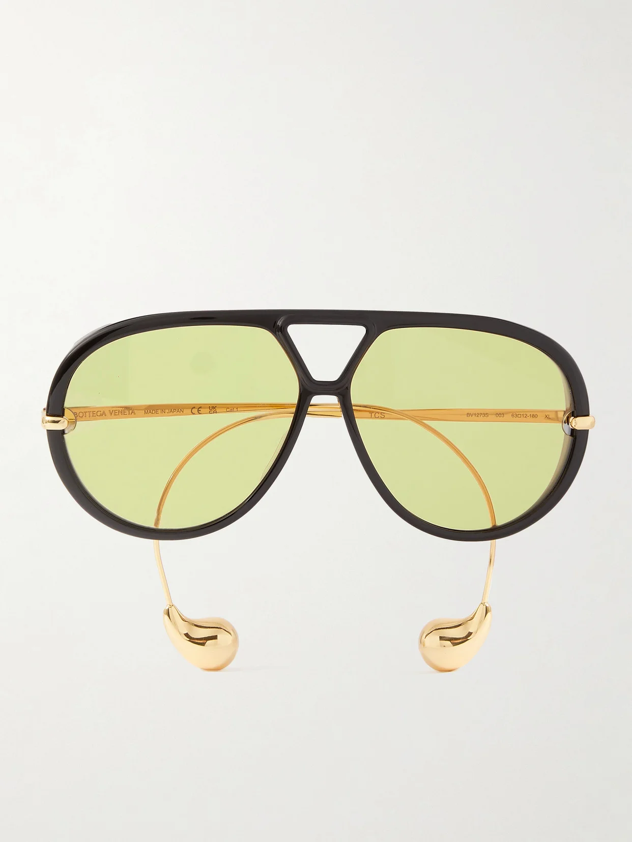 Embellished Aviator-style Recycled-acetate And Gold-tone Sunglasses - 1