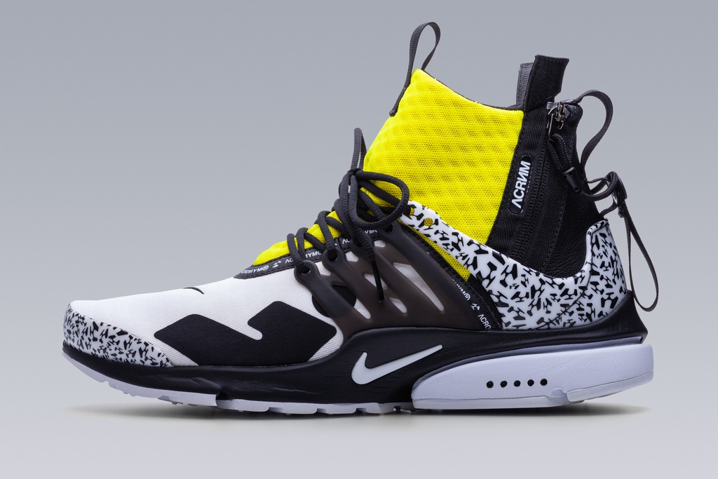 APM2-100 Nike® Air Presto Mid / Acronym® White/Dynamic Yellow/Black ] - 1