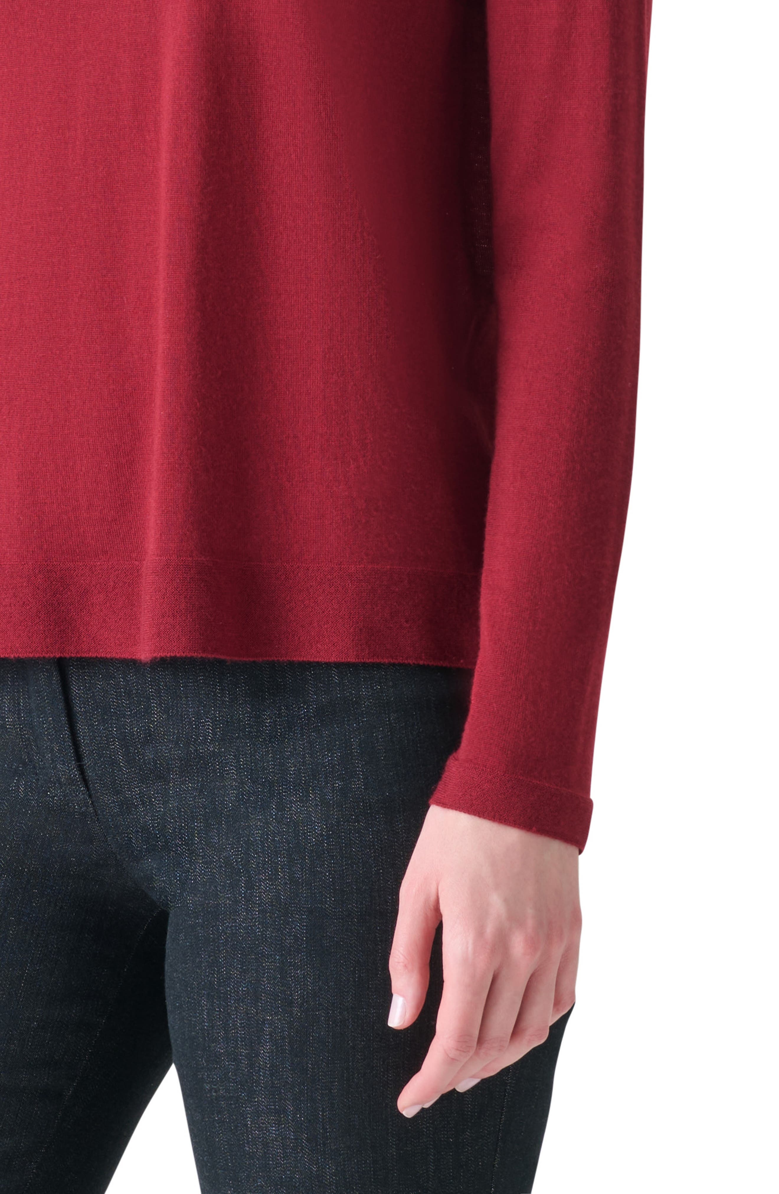 Akris Fine Guage Cashmere & Silk Crewneck Sweater in Ruby Red at Nordstrom - 4