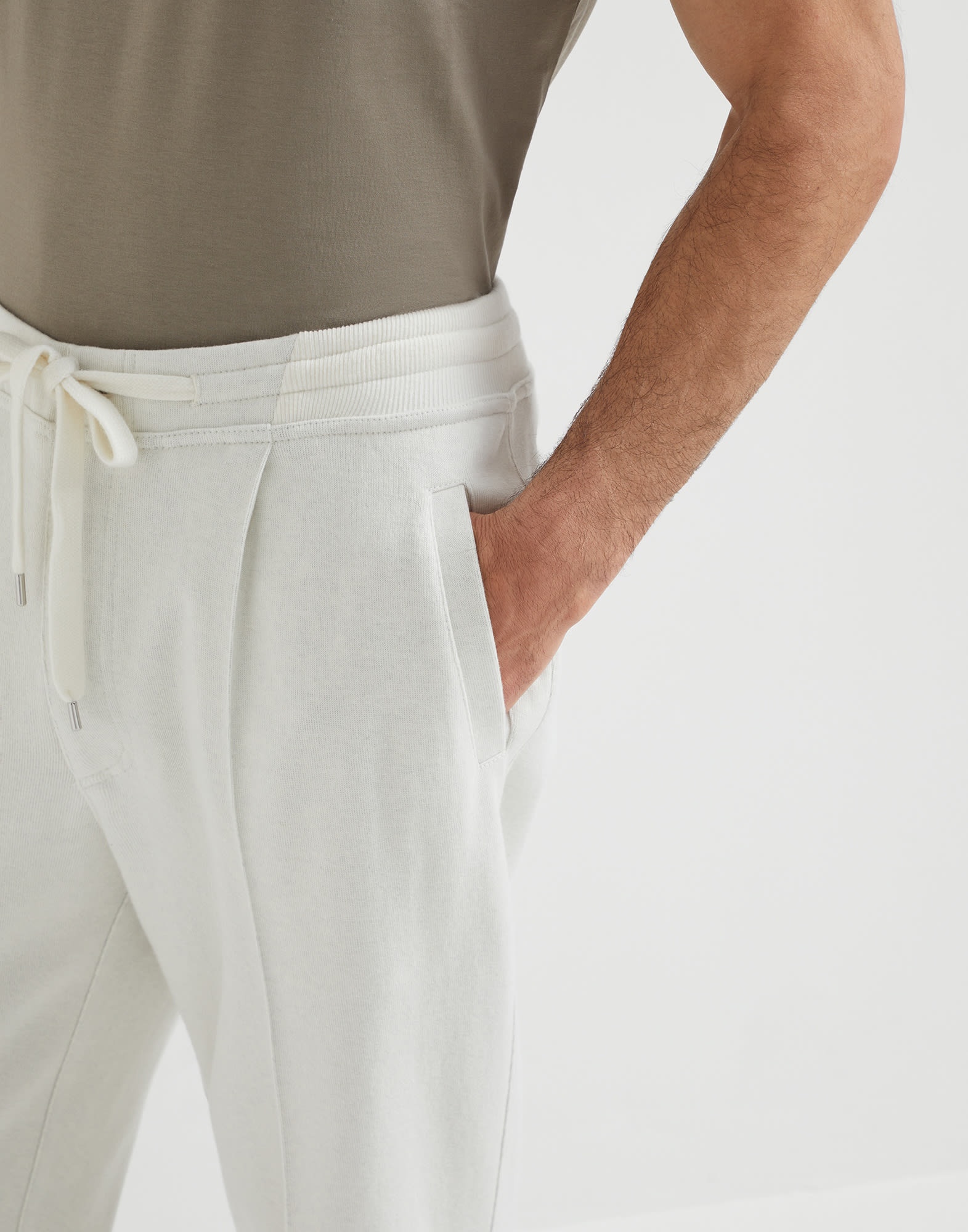 Cashmere and cotton French terry double cloth trousers with Crête detail and elasticated zipper cuff - 3