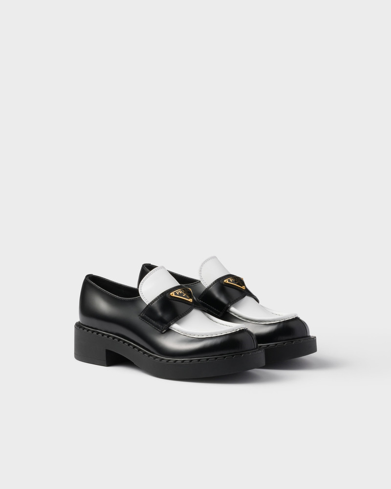 Chocolate two-tone brushed leather loafers 1