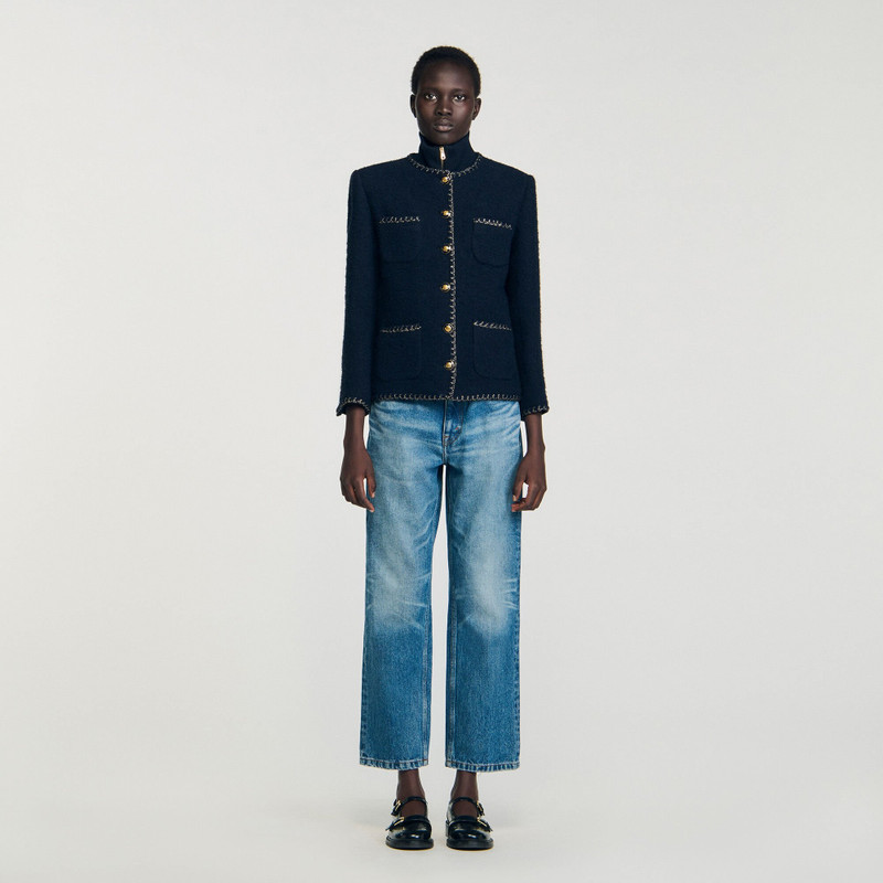 Sandro TWEED JACKET WITH REMOVABLE COLLAR outlook
