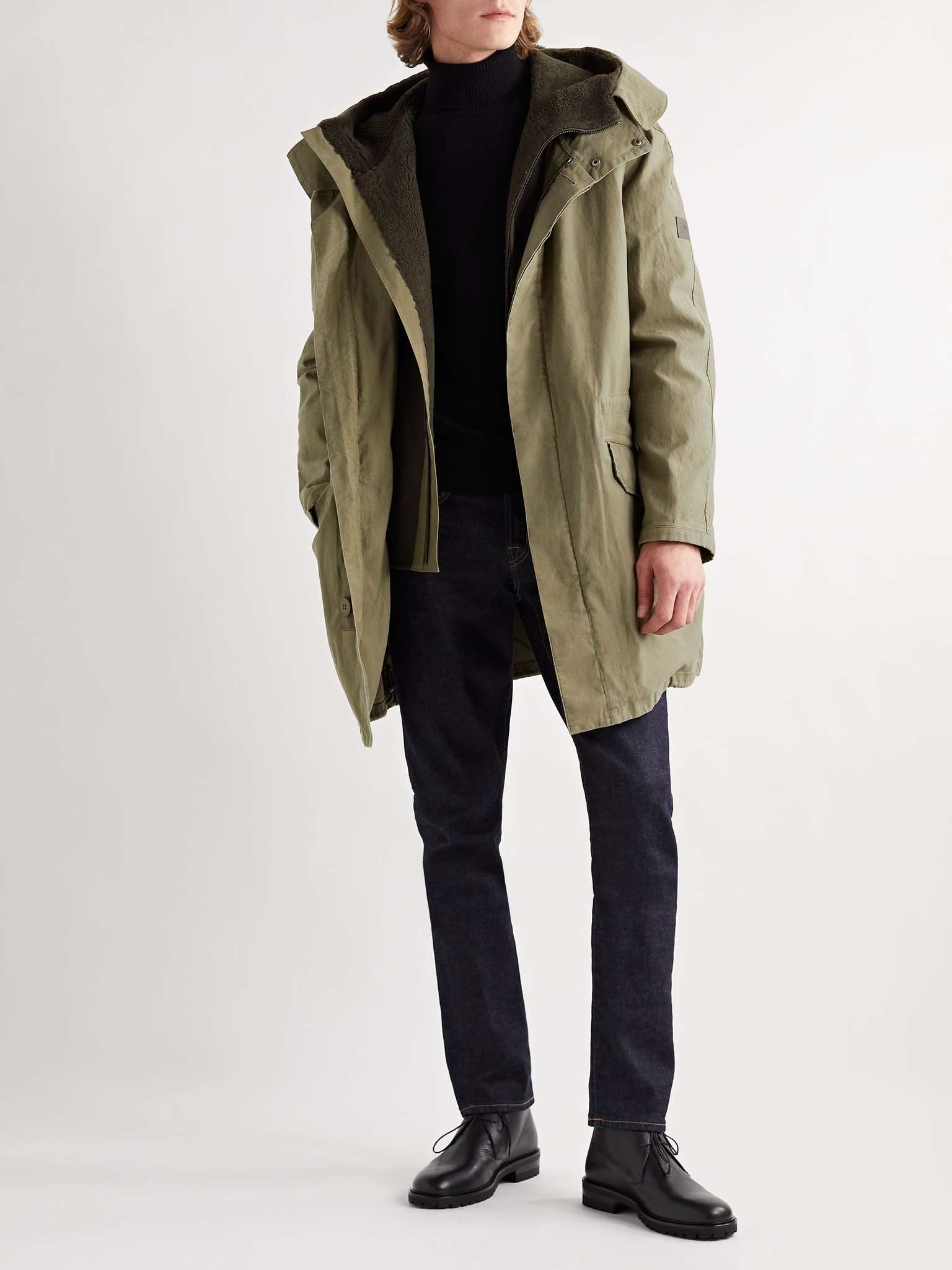 Cotton-Twill Parka with Detachable Shearling and Shell Hooded Down Liner - 2