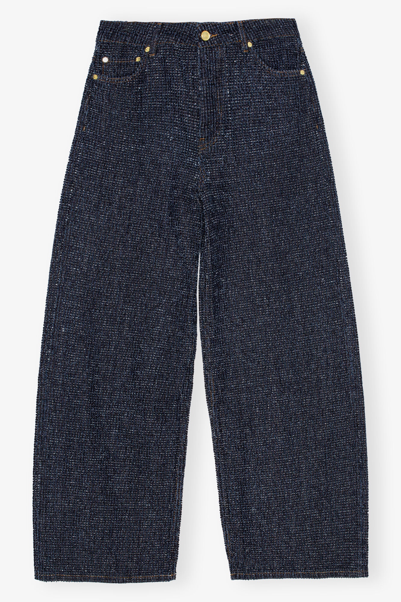 DARK BLUE FLUFFY WIDE JEANS - 1