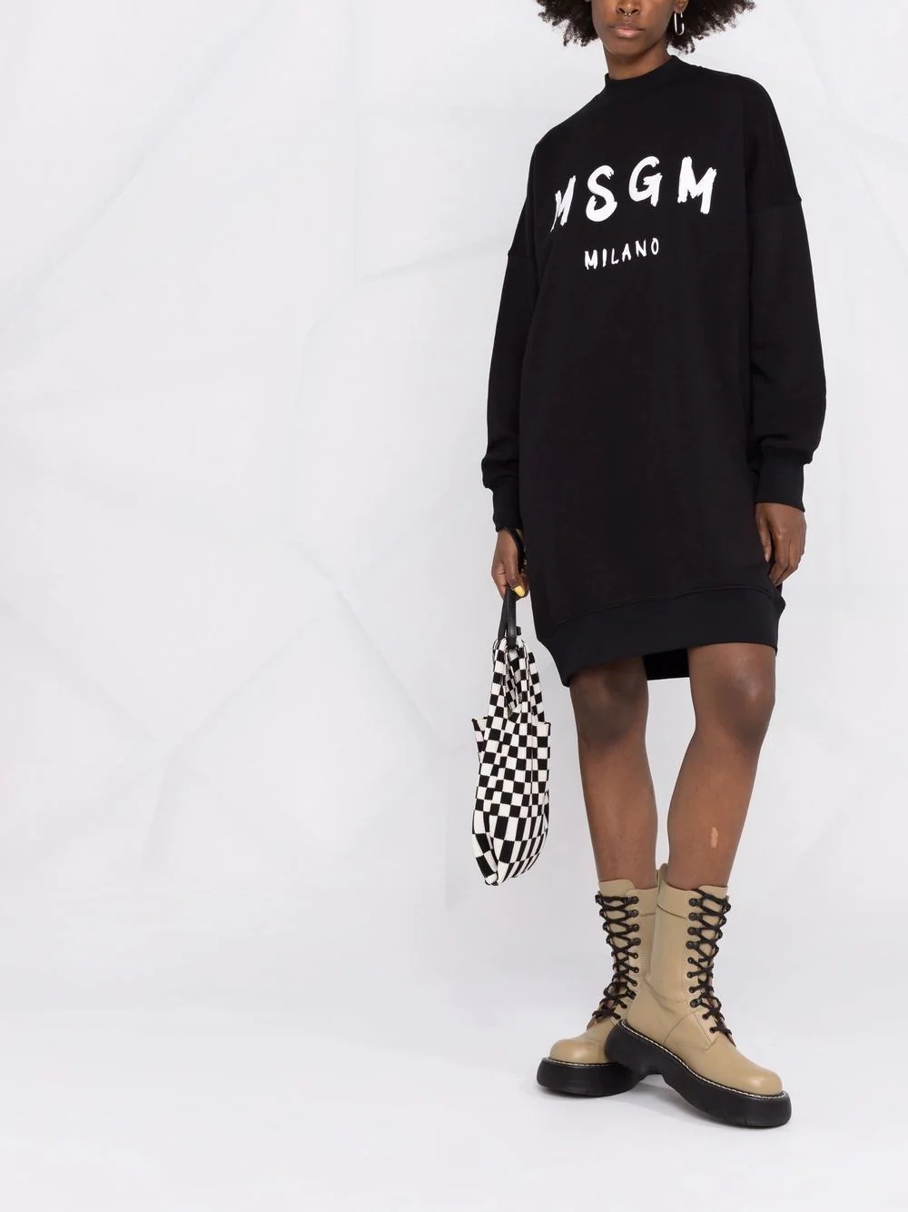 brushstroke-logo sweatshirt dress - 2