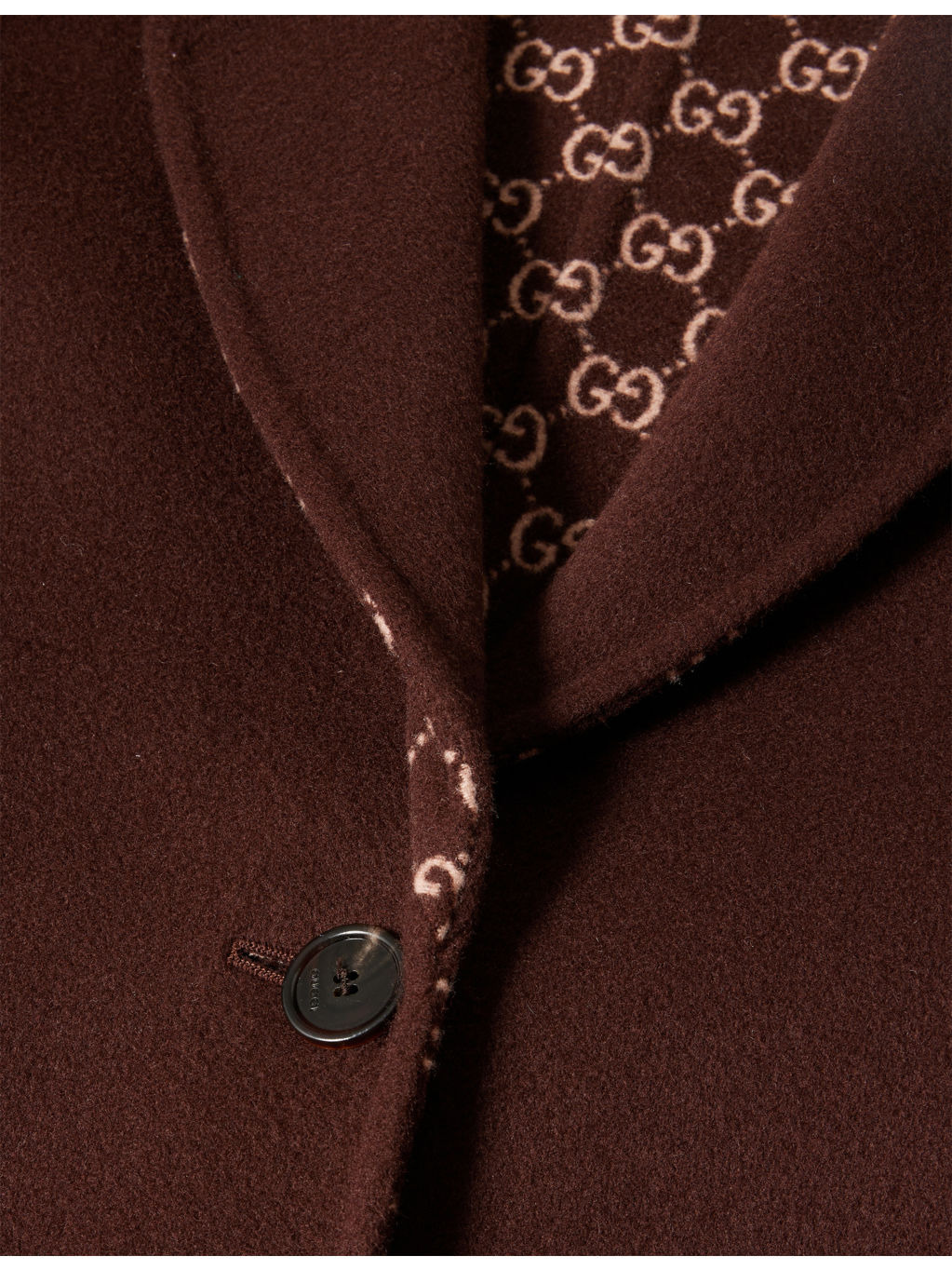 Monogram-Pattern Notch-Lapel Wool Coat - 6