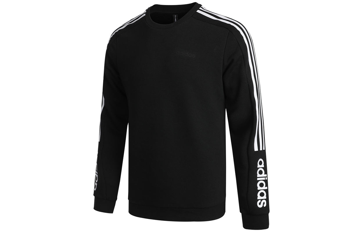 adidas neo M Basc Ss Printing Logo Sports Knit Round Neck Pullover Black H45108 - 3