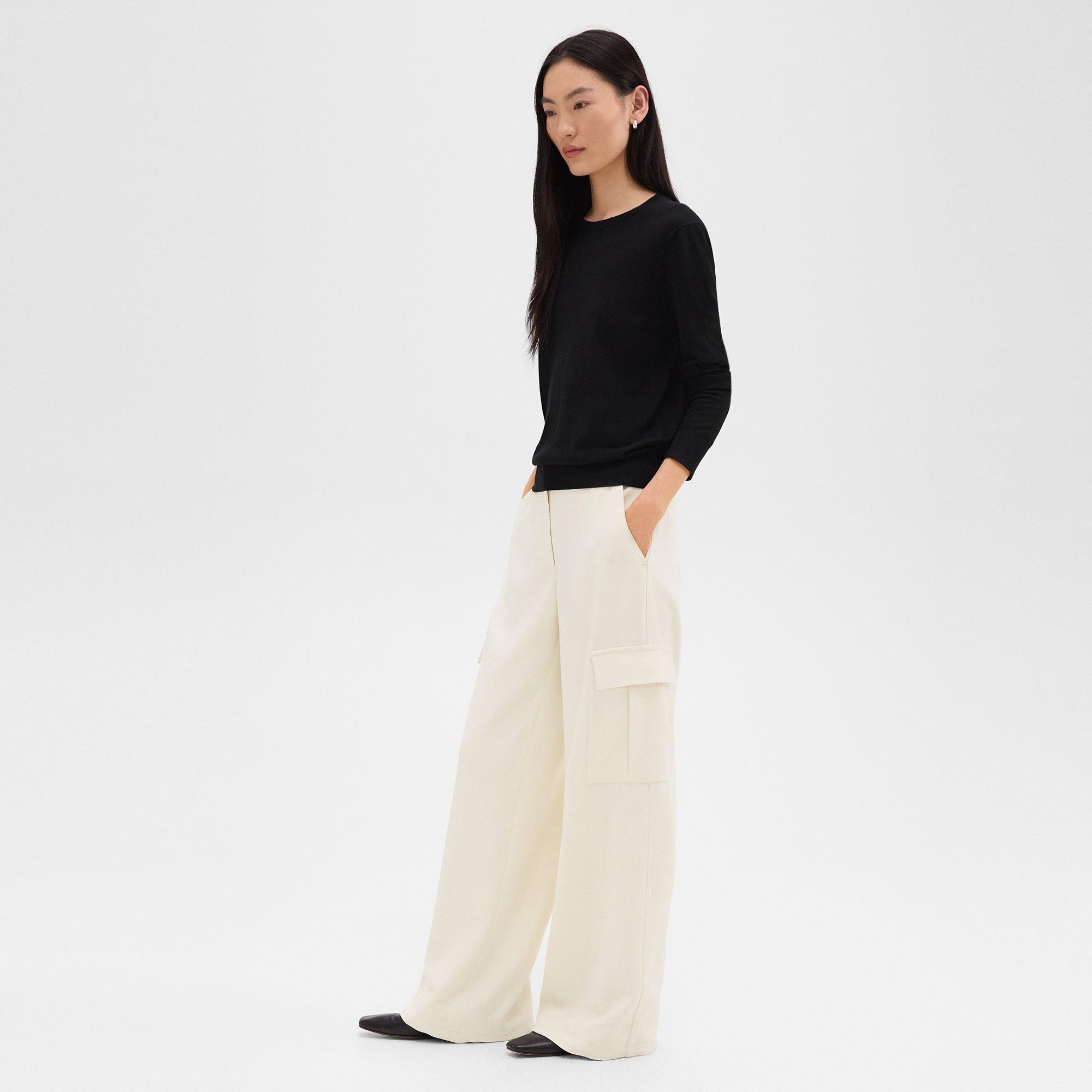 Wide-Leg Cargo Pant in Admiral Crepe - 2