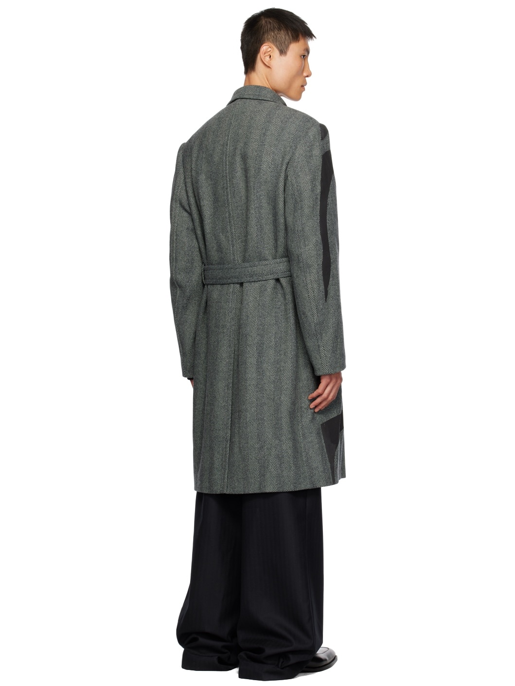 Gray & Khaki Printed Coat - 3