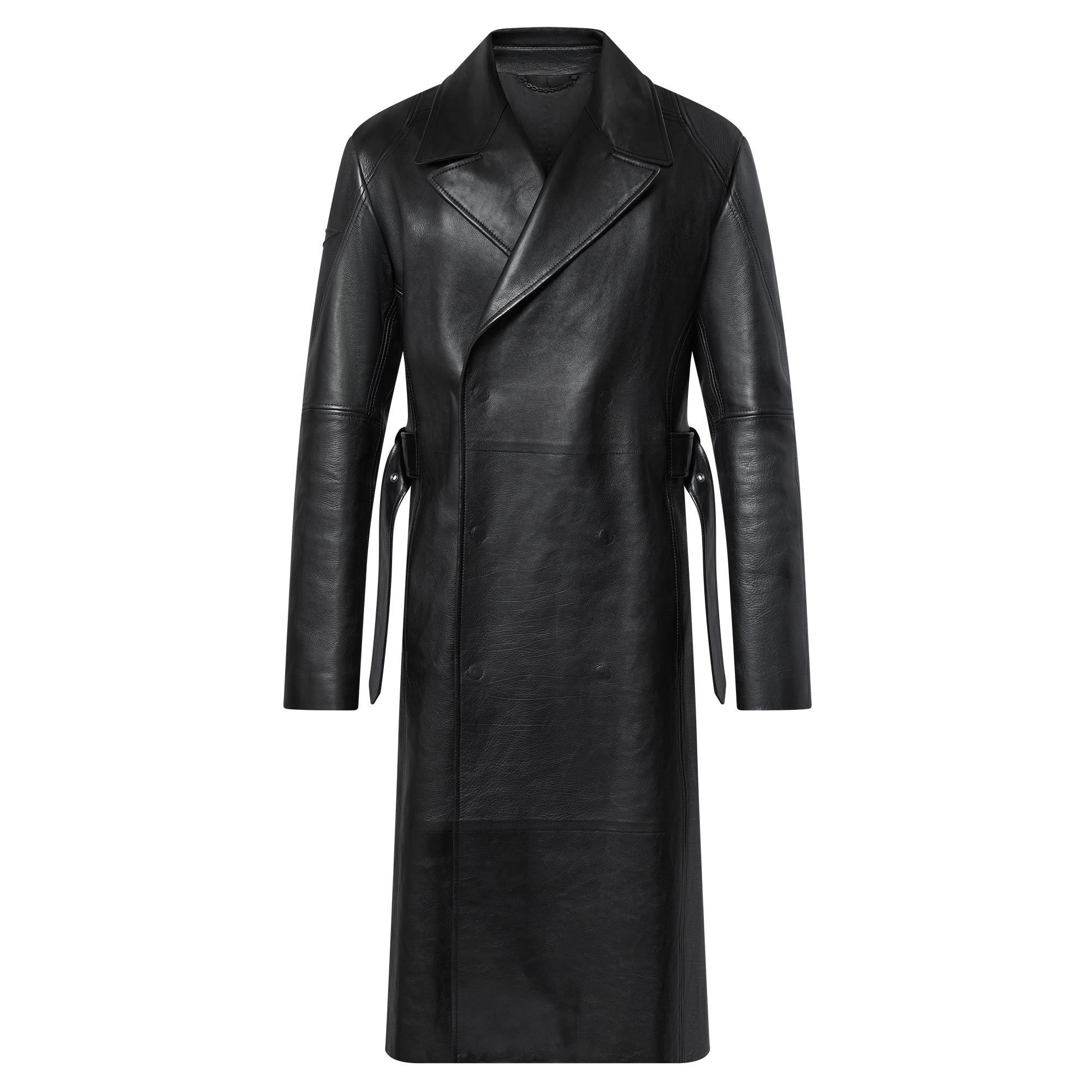 Leather Double-Breasted Coat - 1