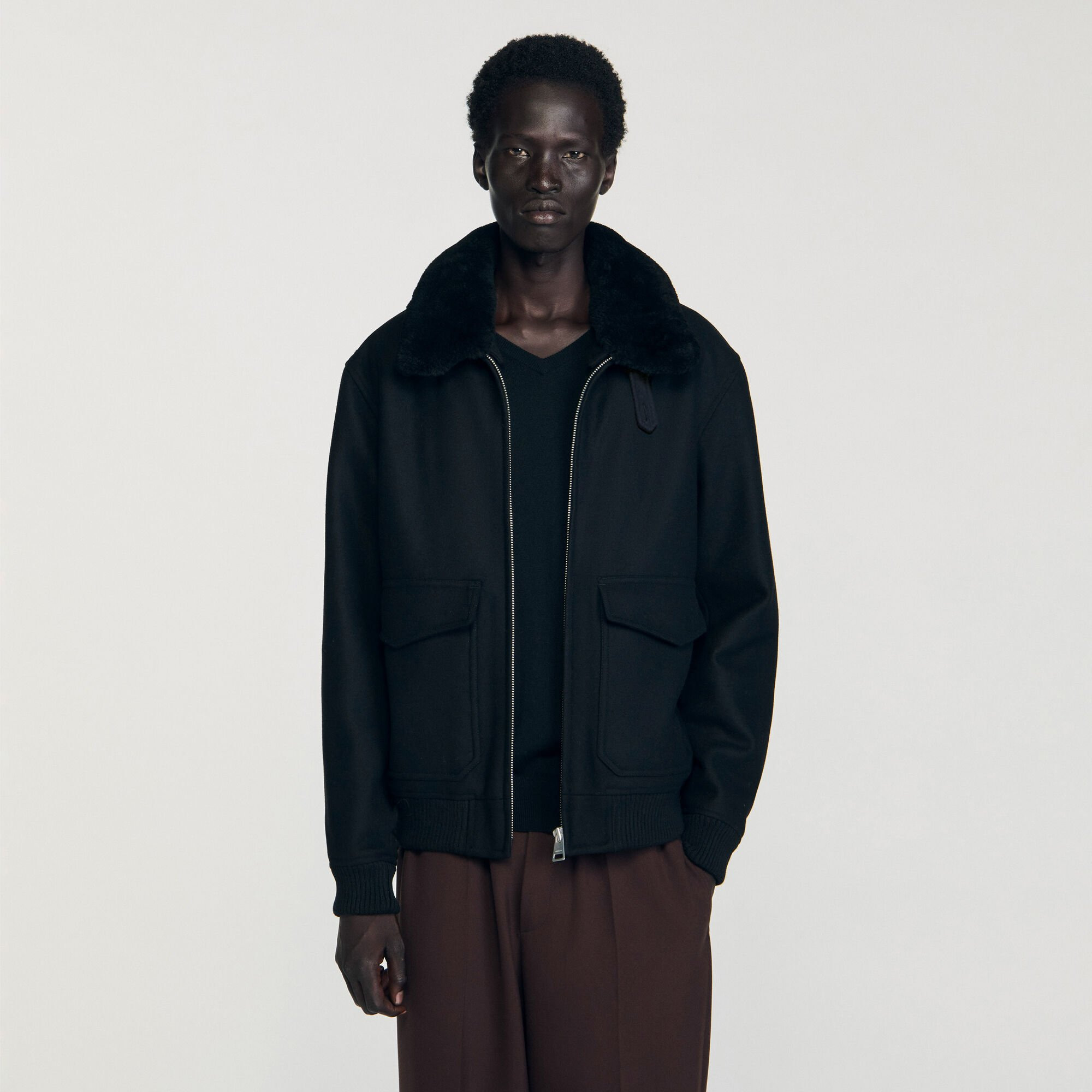 WOOL AVIATOR JACKET WITH SHEARLING - 4