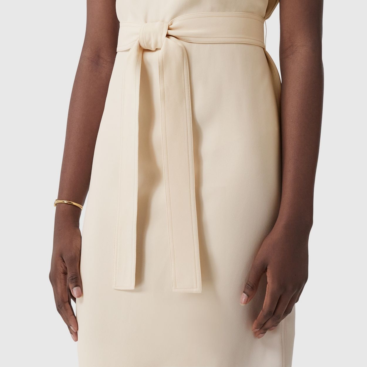 Cap-sleeve Cady Belted Dress - 5