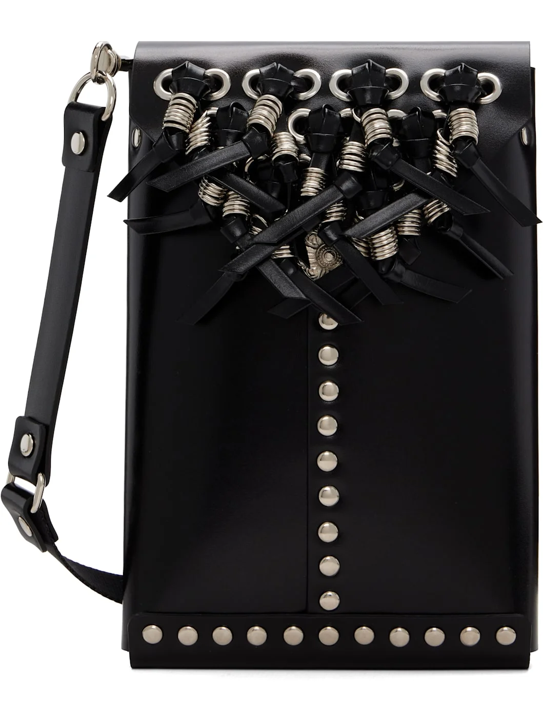 Black Leather Shoulder Bag - 1