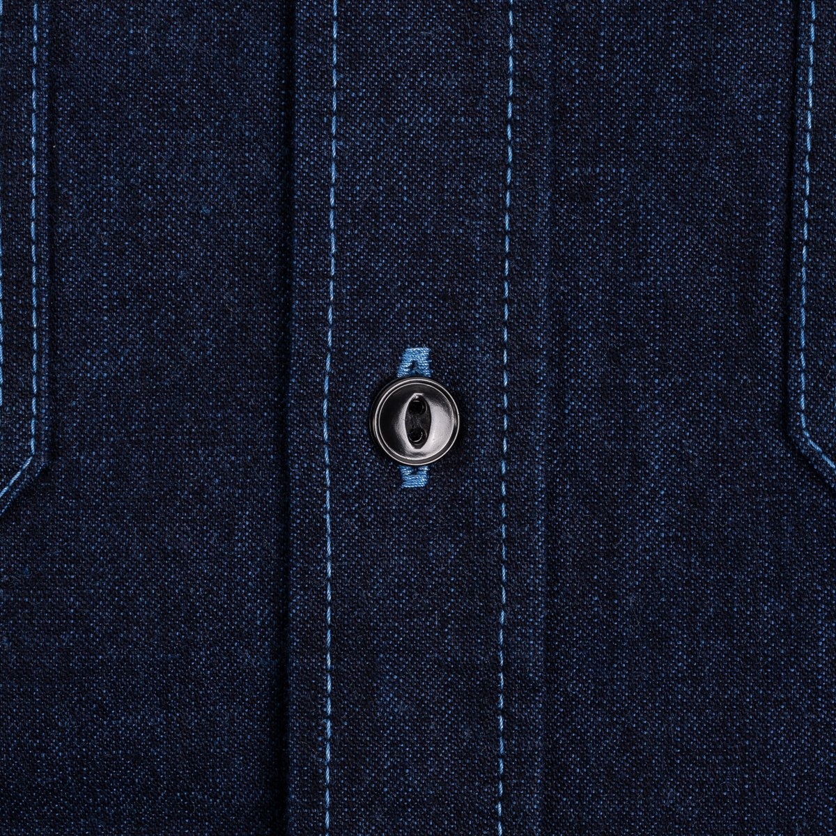 IHSH-353-BLU 10oz Selvedge Denim Work Shirt - Indigo Overdyed Blue - 10