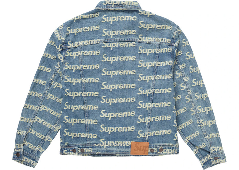 Supreme Supreme Frayed Logos Denim Trucker Jacket Blue outlook
