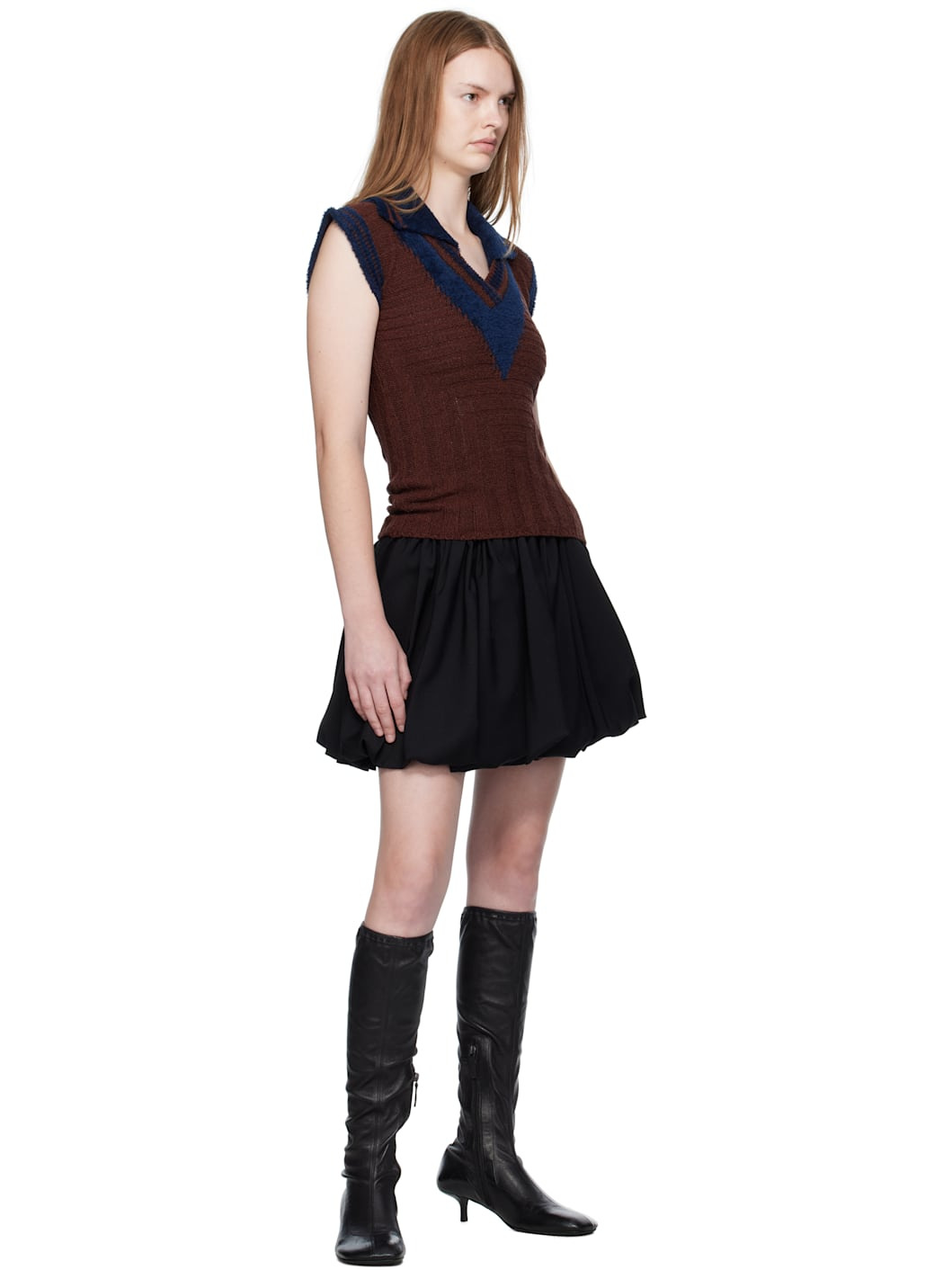 Navy & Brown Quimby Sleeveless Polo - 4