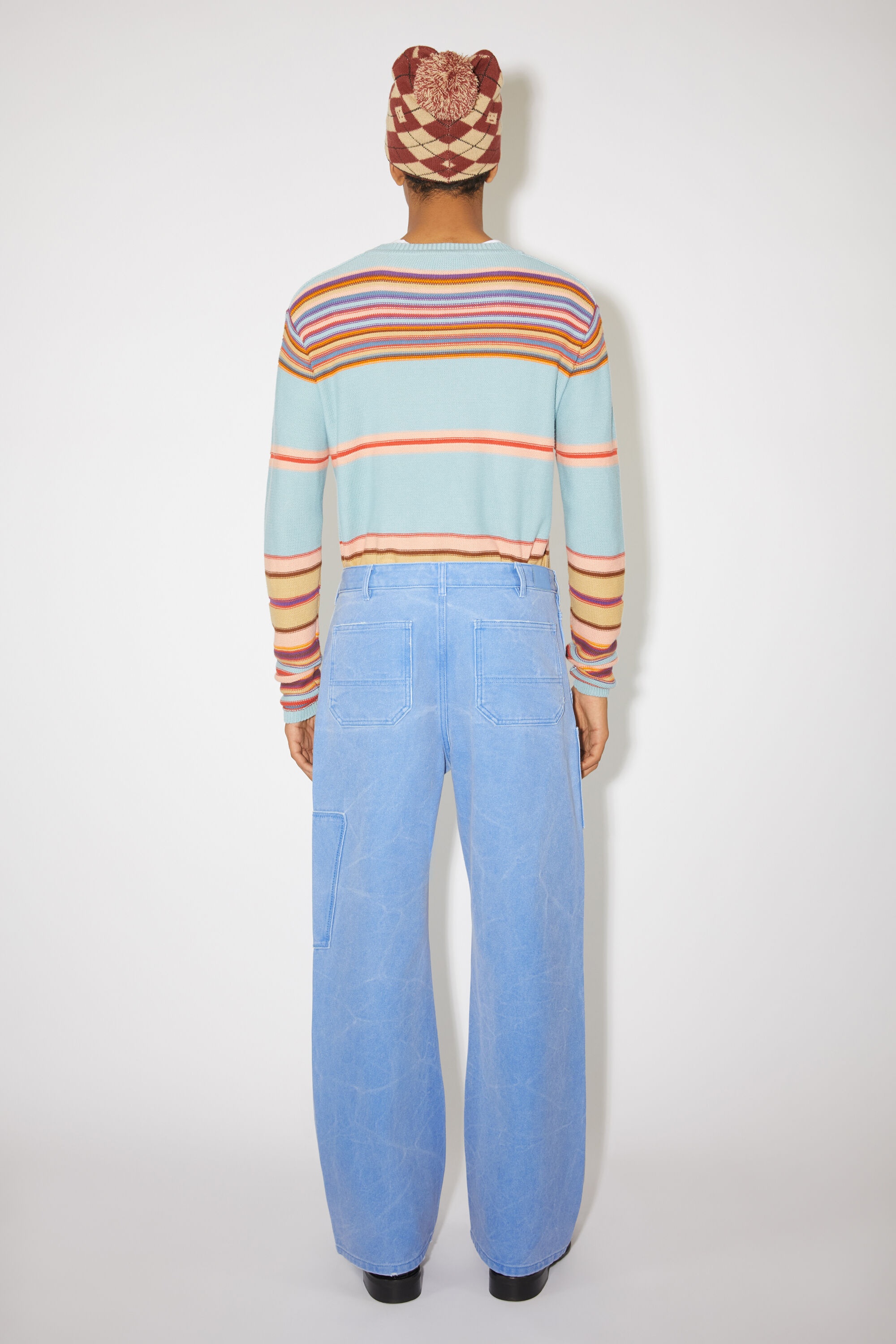 Patch canvas trousers - Powder blue - 3