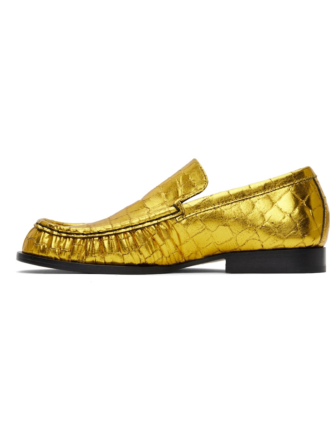 Gold Metallic Loafers - 3