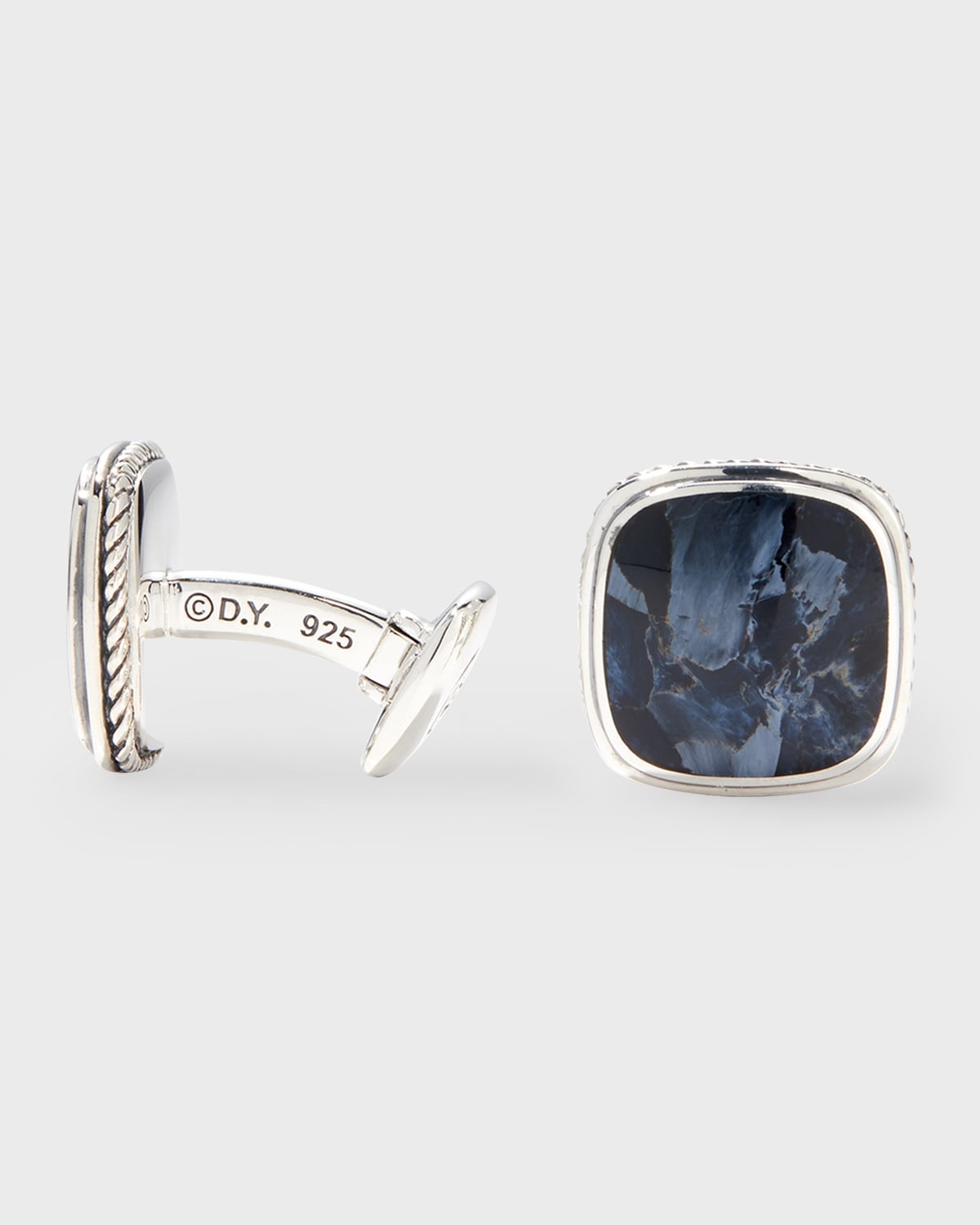 Men's Exotic Stone Cuff Links with Gemstones in Silver, 18mm - 4