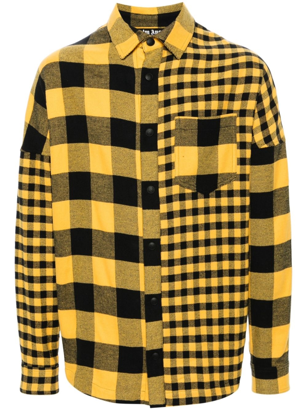 monogram-print checked overshirt - 1