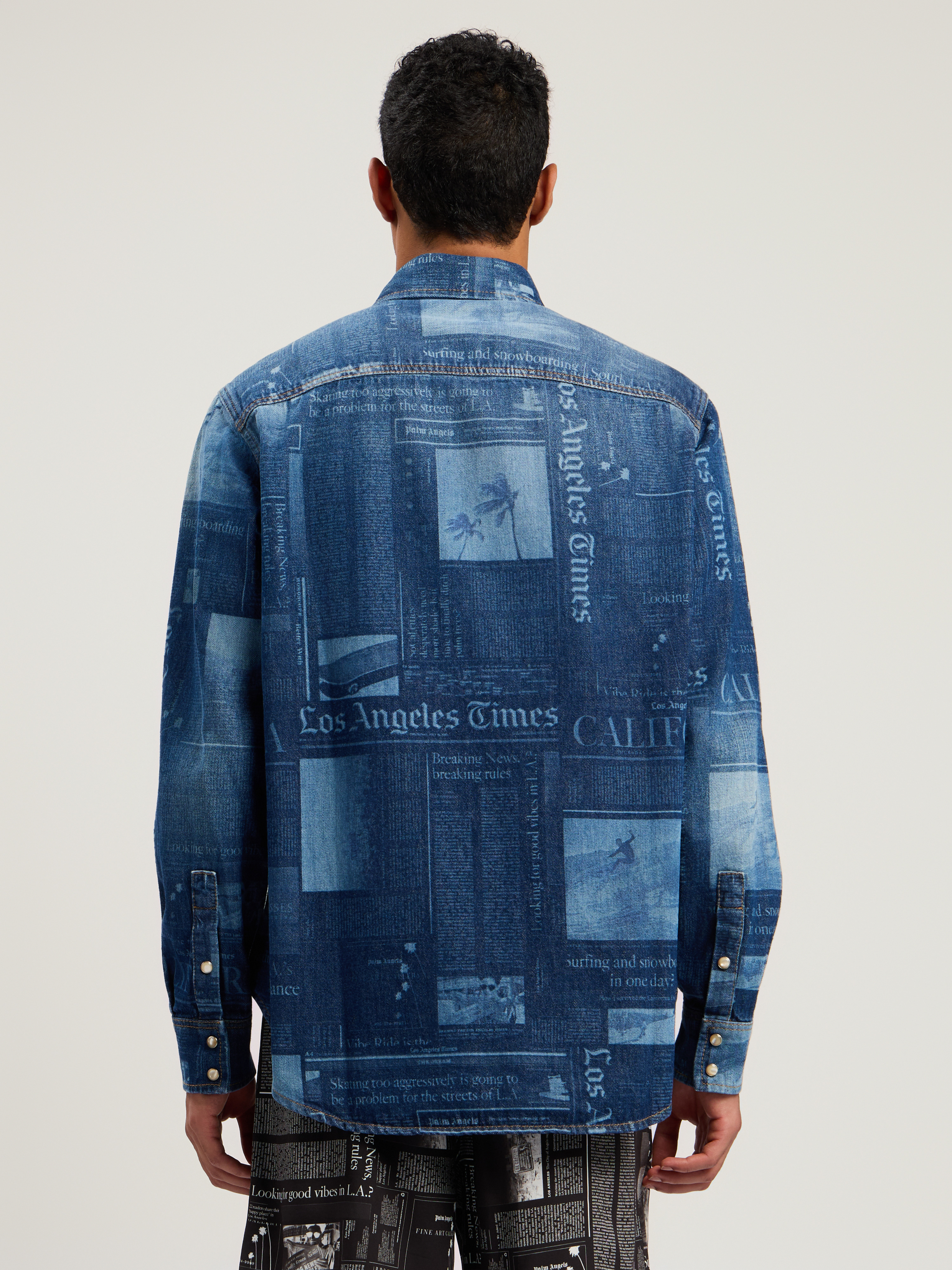 News Print Denim Shirt - 4