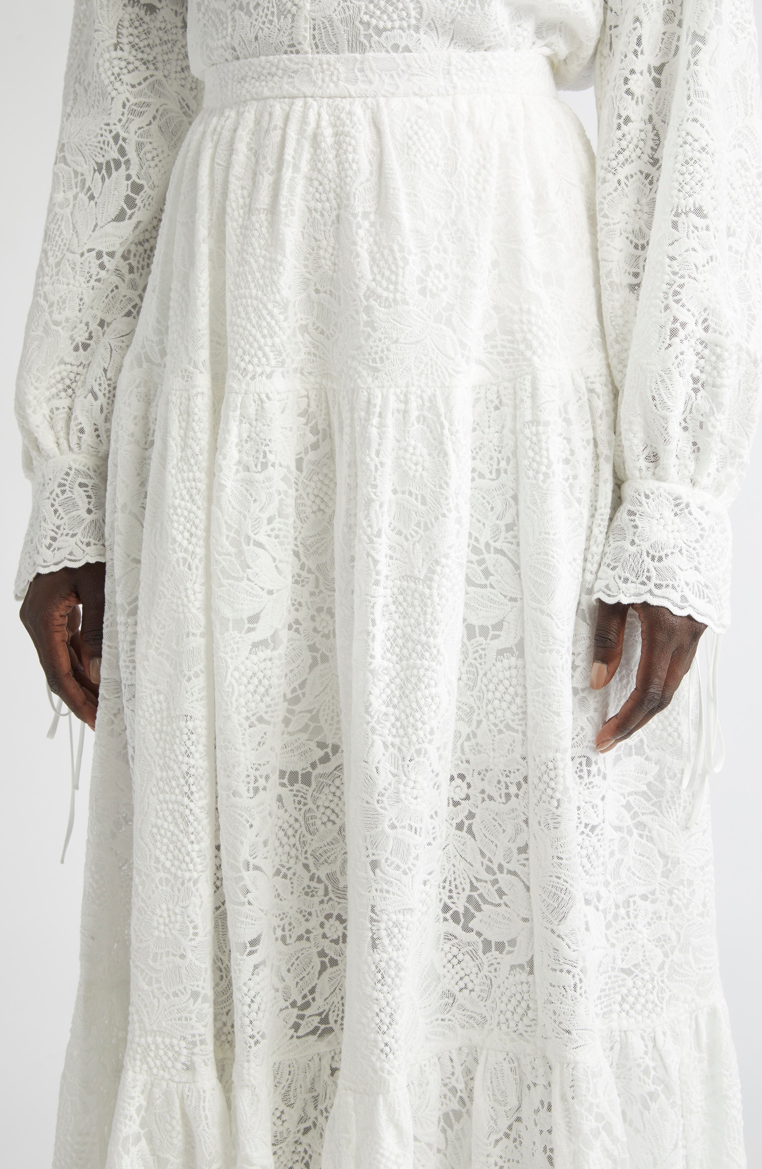 Erdem Tiered Full Volume Lace Skirt in Ivory at Nordstrom - 5