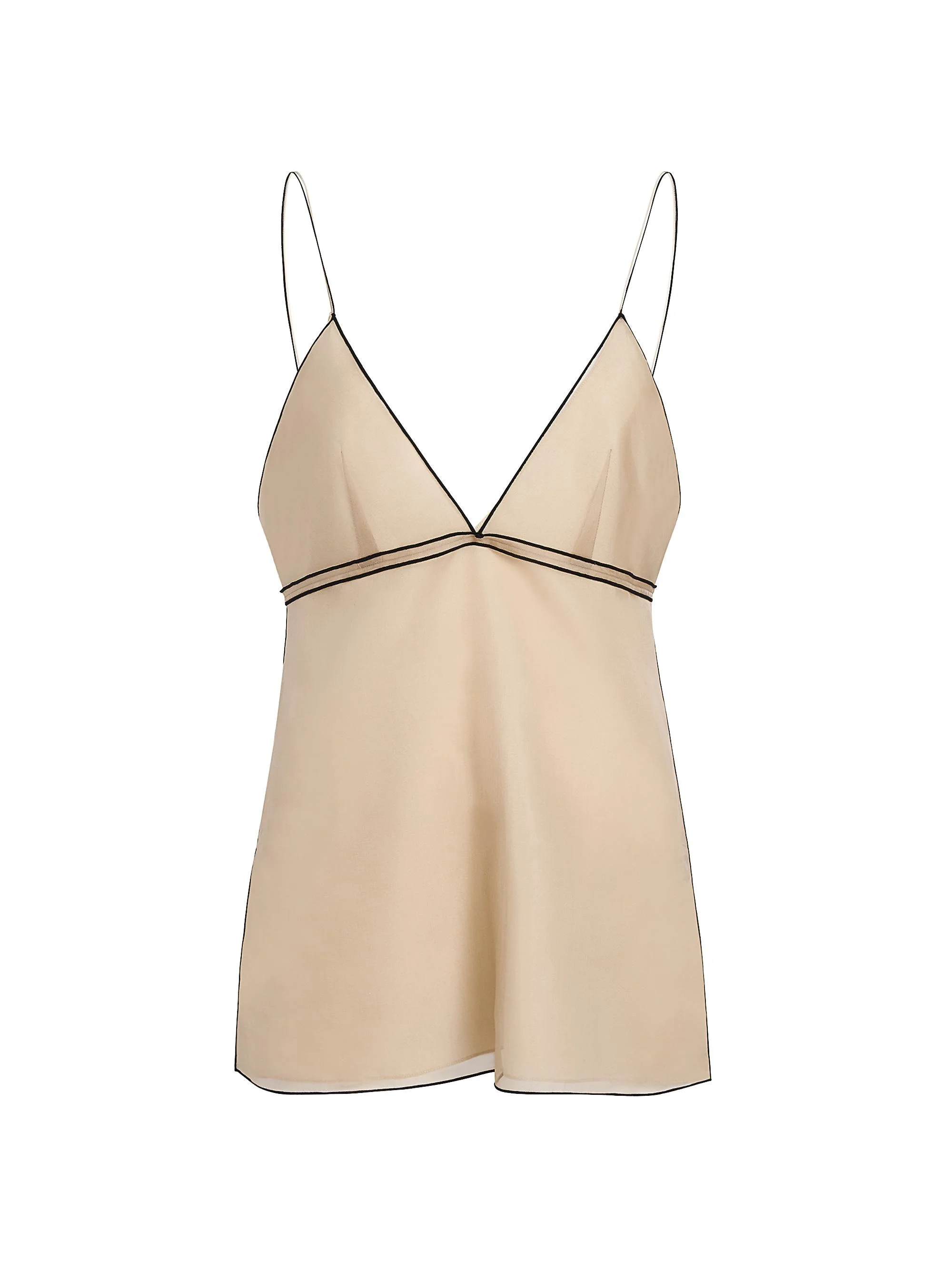 Women's Timy Contrast-Trim Silk Top - Tea Stain - 1