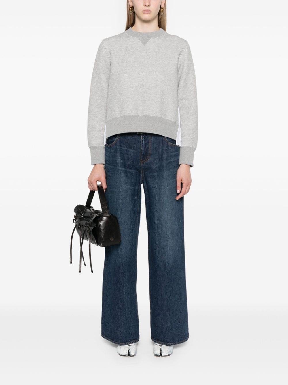 knife-pleats crew-neck sweatshirt - 2