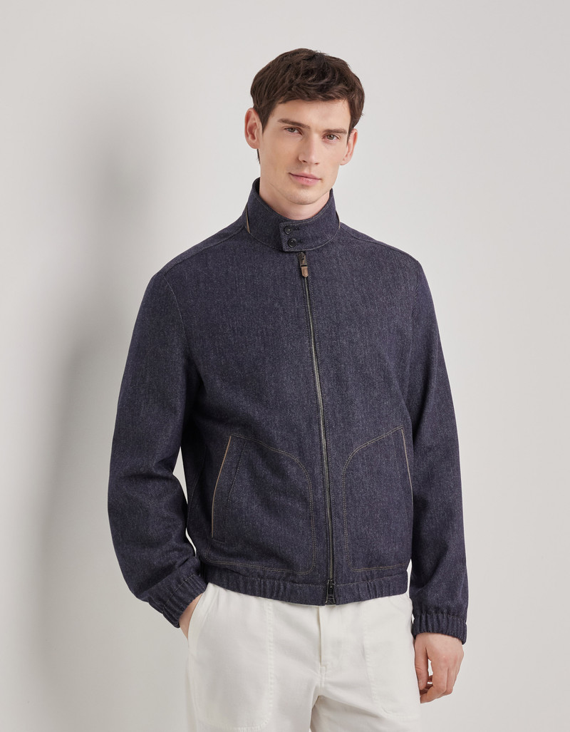 CARAMEL MIXED-MATERIAL ULTRALIGHT SUEDE BOMBER JACKET WITH KNIT INSERTS 205