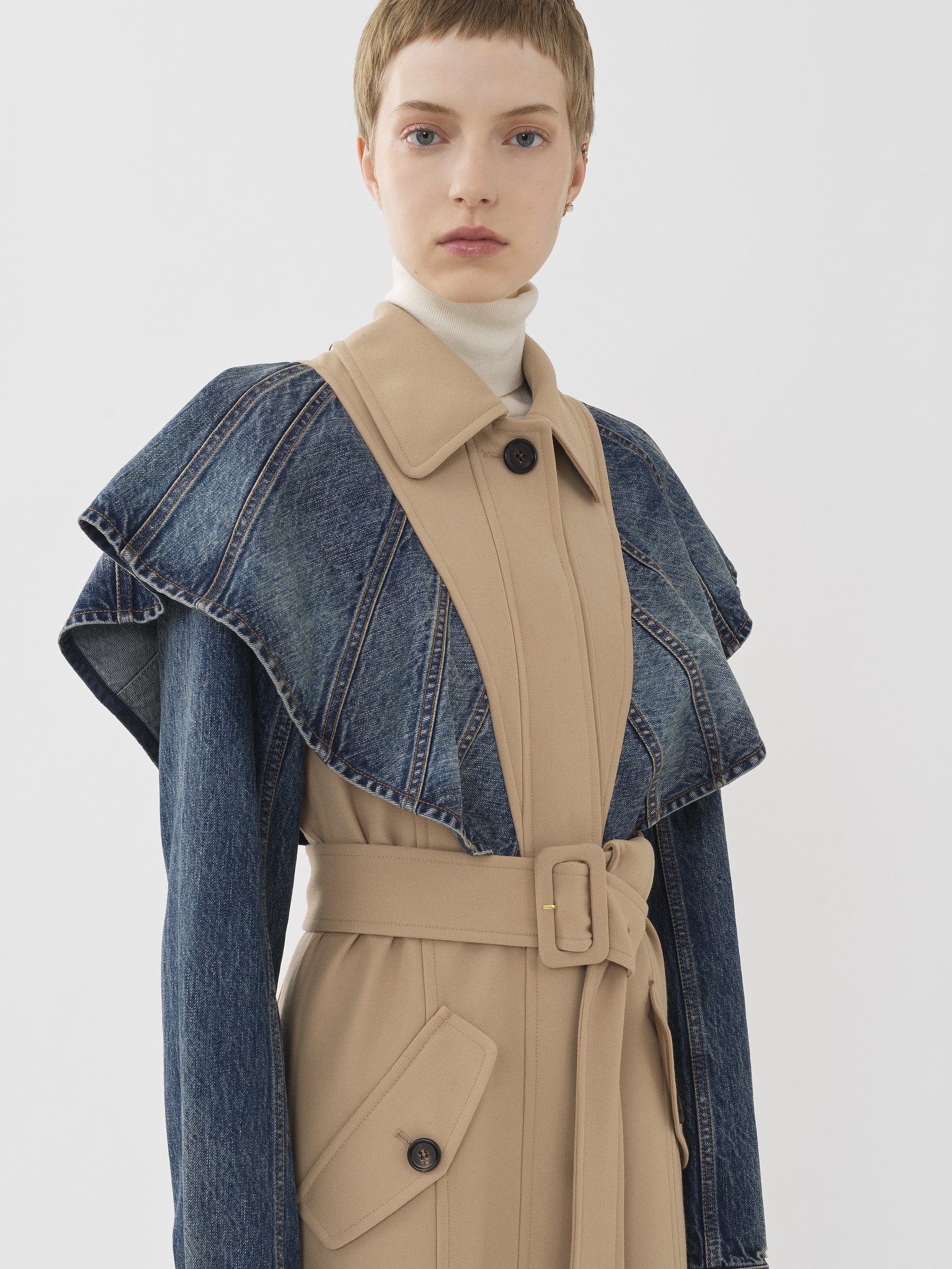 BIMATERIAL TRENCH COAT - 5