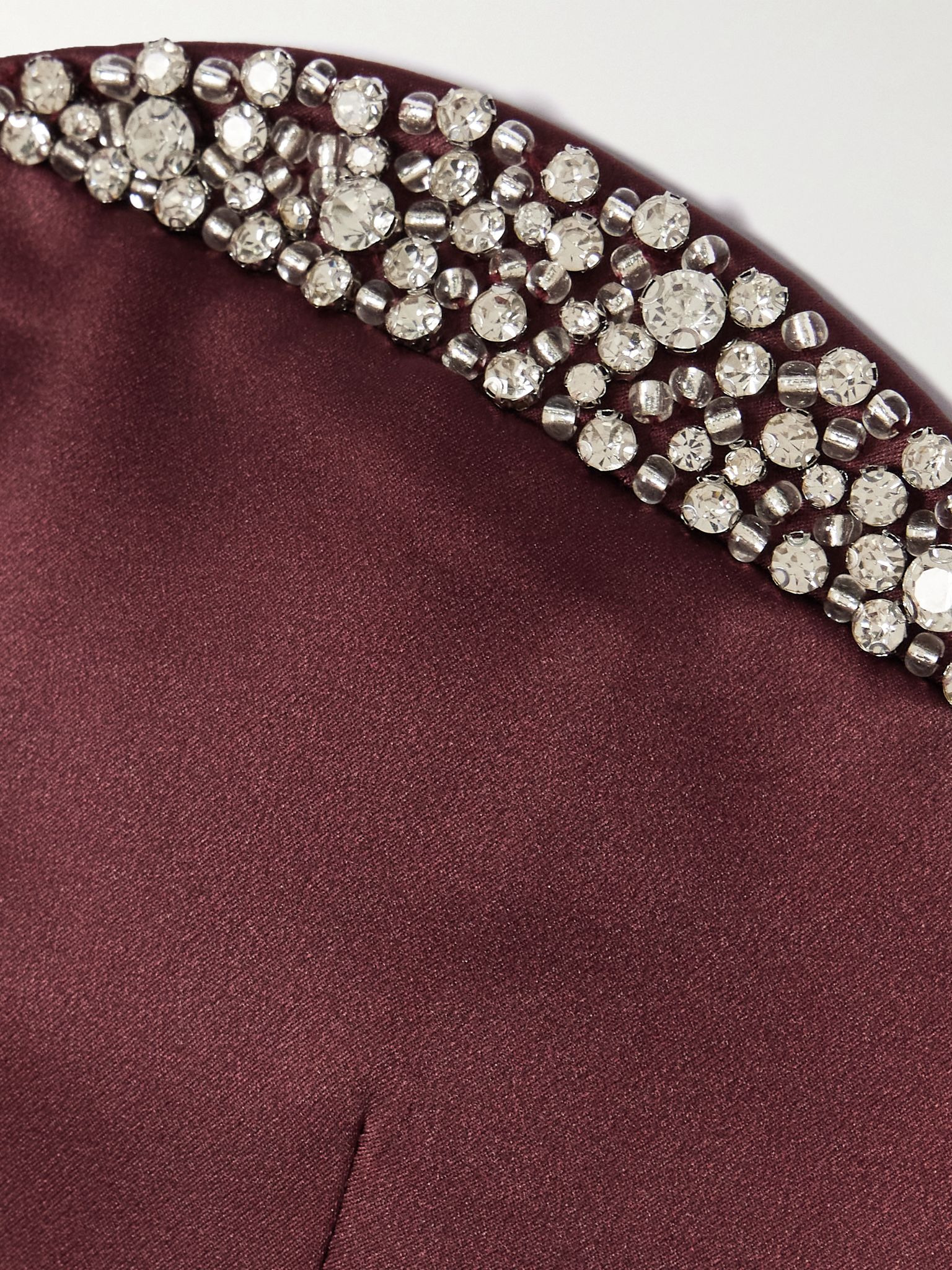 Noélie strapless crystal-embellished satin mini dress Burgundy - 4