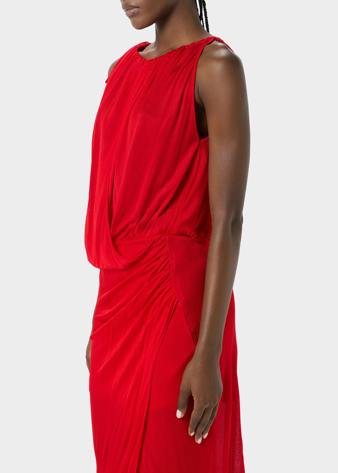 JERSEY LONG DRESS WITH DRAPES - 5