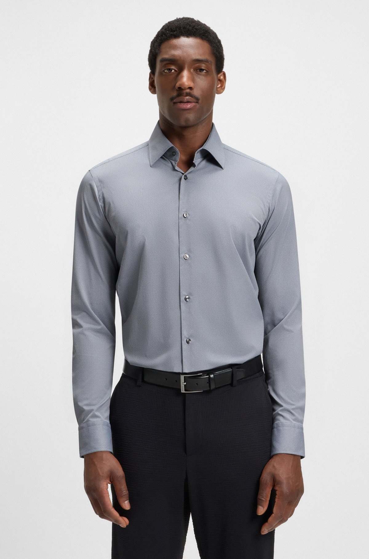 REGULAR-FIT SHIRT IN STRUCTURED STRETCH FABRIC - 2