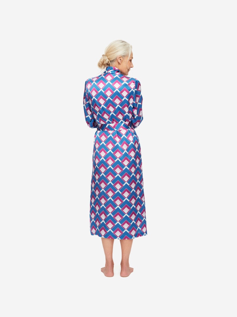 Women's Long Dressing Gown Brindisi 71 Silk Satin Multi - 4